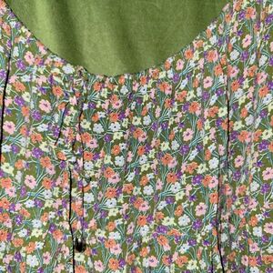 Entro Floral Mini Dress - Olive and Coral